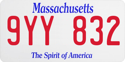 MA license plate 9YY832