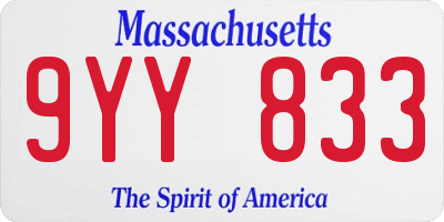 MA license plate 9YY833