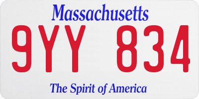 MA license plate 9YY834