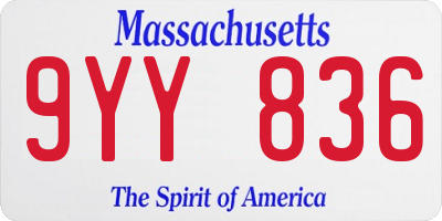 MA license plate 9YY836