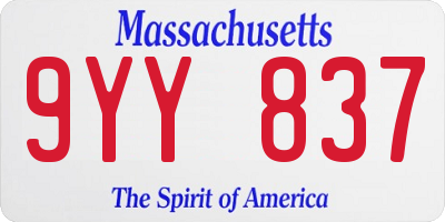 MA license plate 9YY837