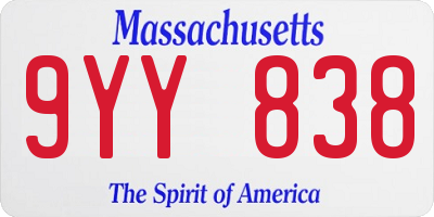 MA license plate 9YY838