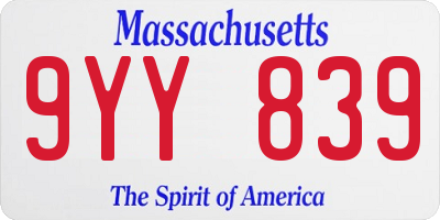 MA license plate 9YY839