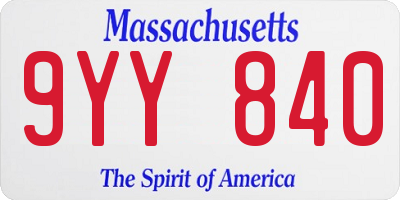 MA license plate 9YY840