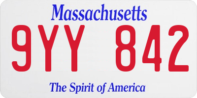 MA license plate 9YY842