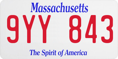 MA license plate 9YY843