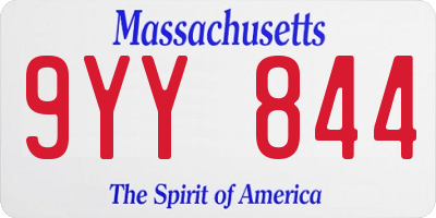 MA license plate 9YY844