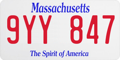 MA license plate 9YY847