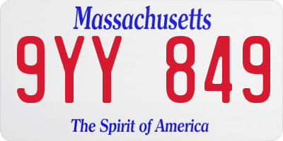 MA license plate 9YY849