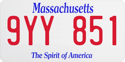 MA license plate 9YY851