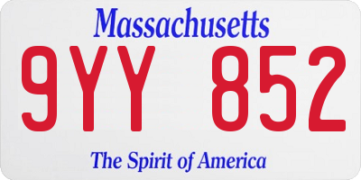 MA license plate 9YY852