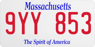 MA license plate 9YY853