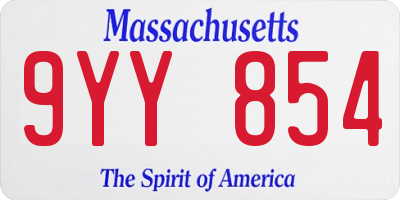 MA license plate 9YY854