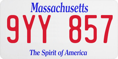 MA license plate 9YY857