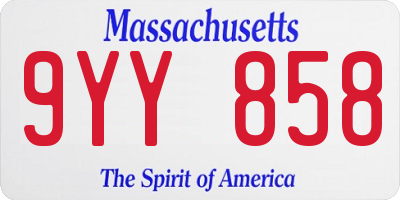 MA license plate 9YY858