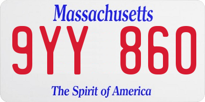MA license plate 9YY860