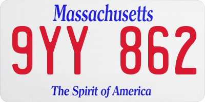 MA license plate 9YY862