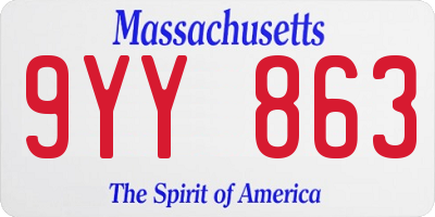 MA license plate 9YY863