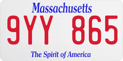 MA license plate 9YY865