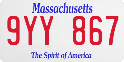 MA license plate 9YY867