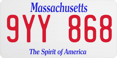 MA license plate 9YY868