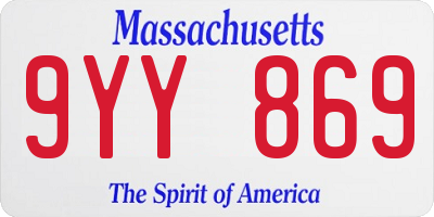 MA license plate 9YY869