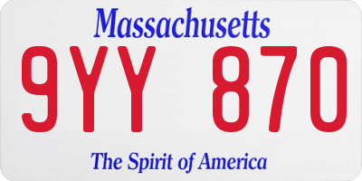 MA license plate 9YY870