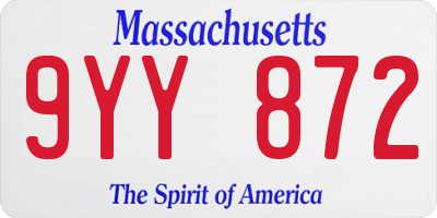 MA license plate 9YY872