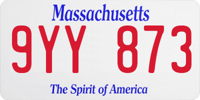 MA license plate 9YY873