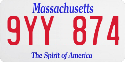 MA license plate 9YY874