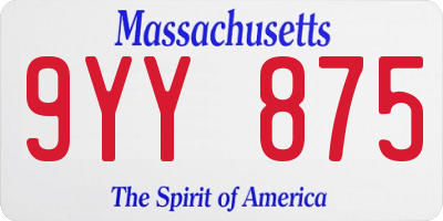 MA license plate 9YY875