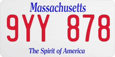 MA license plate 9YY878