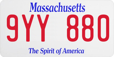 MA license plate 9YY880
