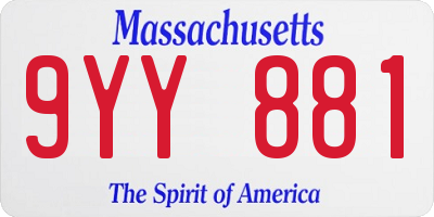 MA license plate 9YY881