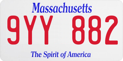 MA license plate 9YY882
