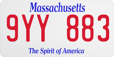 MA license plate 9YY883