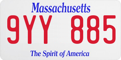 MA license plate 9YY885