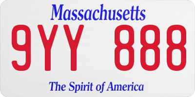 MA license plate 9YY888