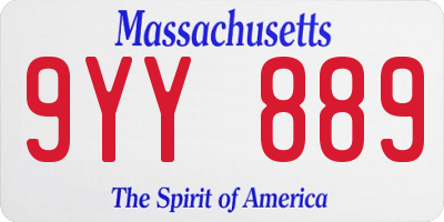 MA license plate 9YY889