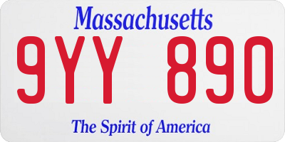 MA license plate 9YY890