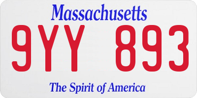 MA license plate 9YY893