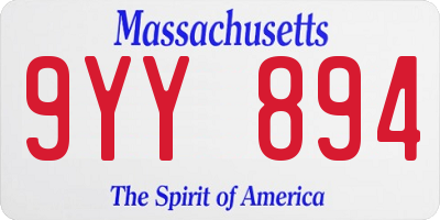 MA license plate 9YY894