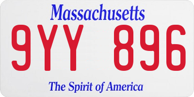MA license plate 9YY896