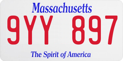 MA license plate 9YY897