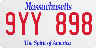 MA license plate 9YY898