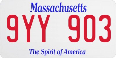 MA license plate 9YY903