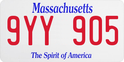 MA license plate 9YY905