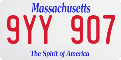 MA license plate 9YY907