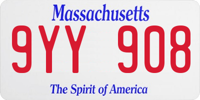 MA license plate 9YY908