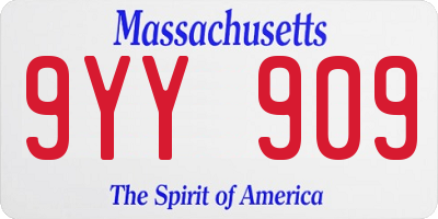 MA license plate 9YY909